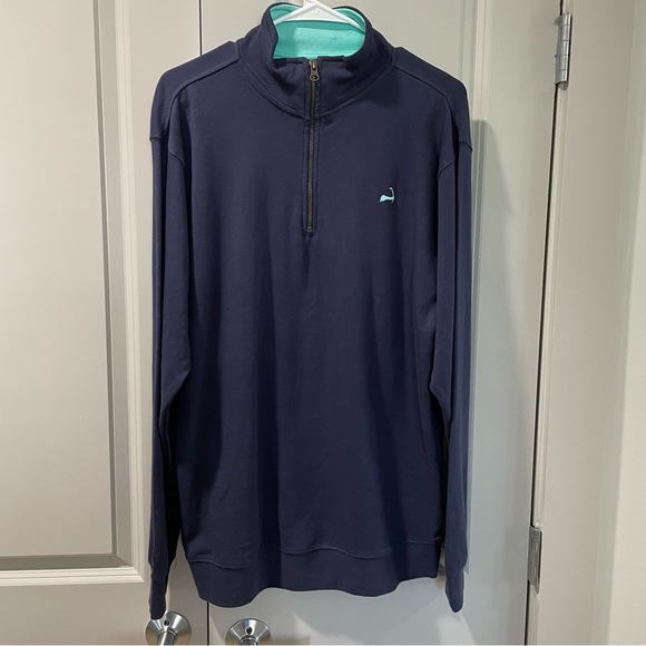 Cuffy’s of Cape Cod Pullover Navy with Green Lining Quarter Zip NWOT Medium - Picture 3 of 8